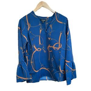 IMAN Global Chic‎ Blue Wrap Blouse Size XS NWT